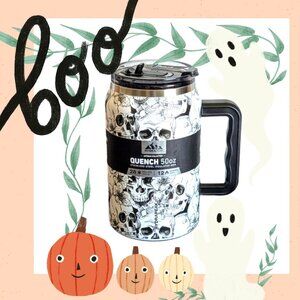 Hydrapeak Quench Artisan Collection 50 oz Stainless Mug (Skulls/Flowers) ☠️ NWT